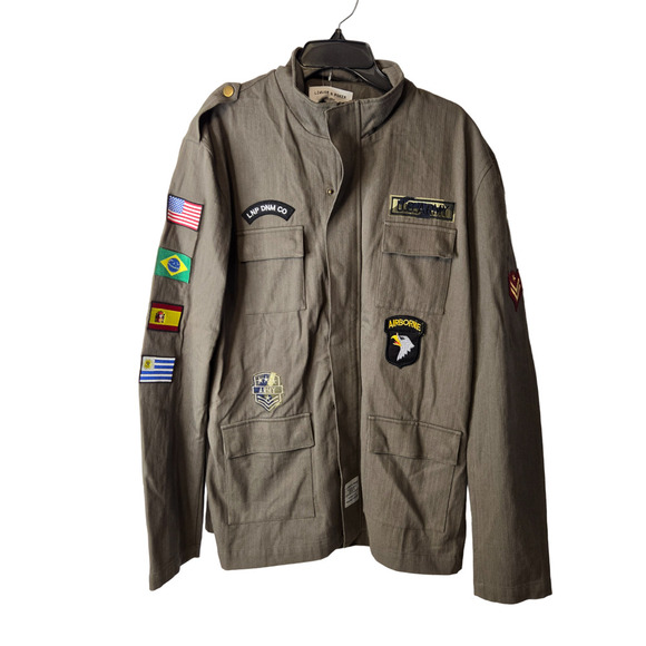 Liquor N Poker Brown Patches US Army Full Zip Tactical Men's Military Jacket 2XL - Picture 1 of 12